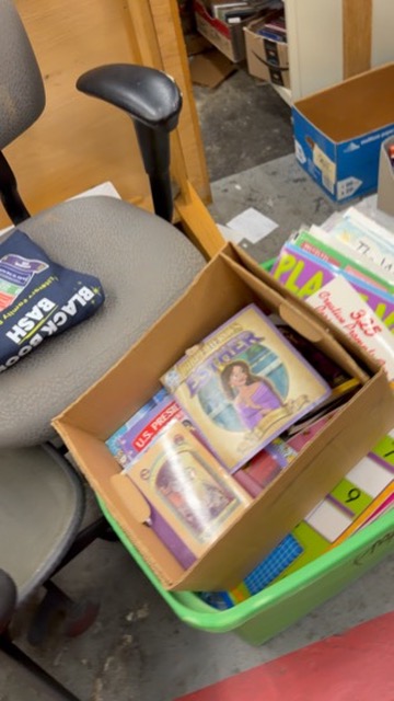 Donated books collected for an upcoming BYL book giveaway